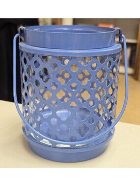 Better Homes & Gardens Baby Blue Metal Candle Holder Lantern Glass Insert Vase